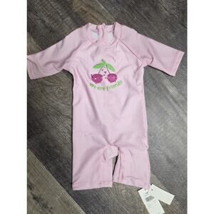 Angel Season Baby Girl Rash Guard Pink 6-12M Long Sleeve Swim Shirt Cherry New
